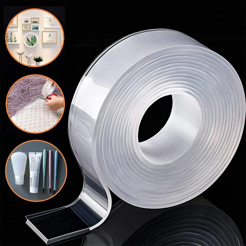 

Double Sided Nano Tape Waterproof Wall Sticker Reusable Heat Resistant Transparent Tape Bathroom Home Decoration Tapes