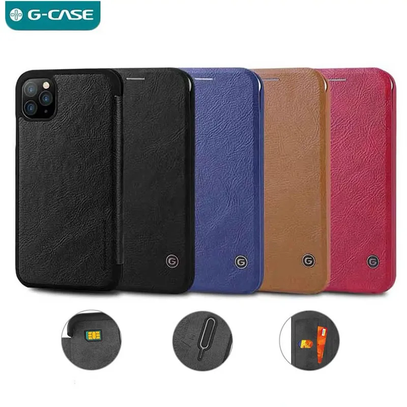 Деловой Ультратонкий флип чехол G CASE для iPhone 12 винтажный защитный с отделением