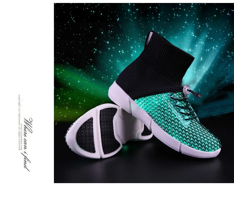 ULKNN Fiber Optic USB Recharge Glow Shoes Boys Girls Shoes Lightweight Running Sneakers LED Light Summer Shoes