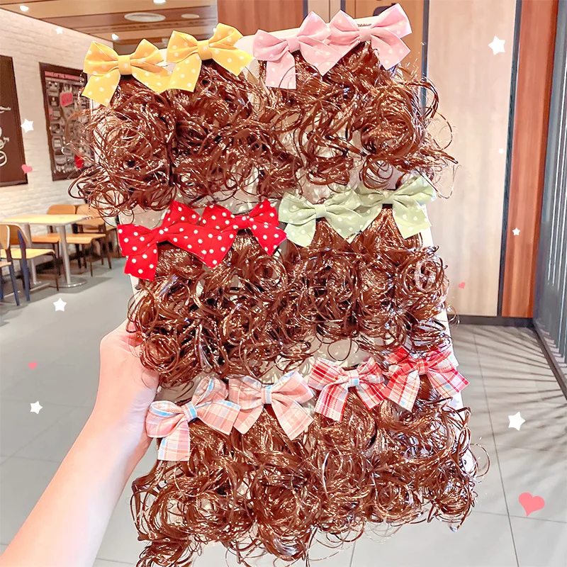

Child Cute Bow Crystal Elastic Hair Band Rubber Band Hair Accessories Kids Wig Headband Girls Twist Braid Rope Headdress bride