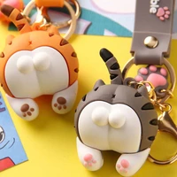 2020 cute cat butt key chains for baby girls cats keychain car bag animal bell pendant keyring action figures pendant