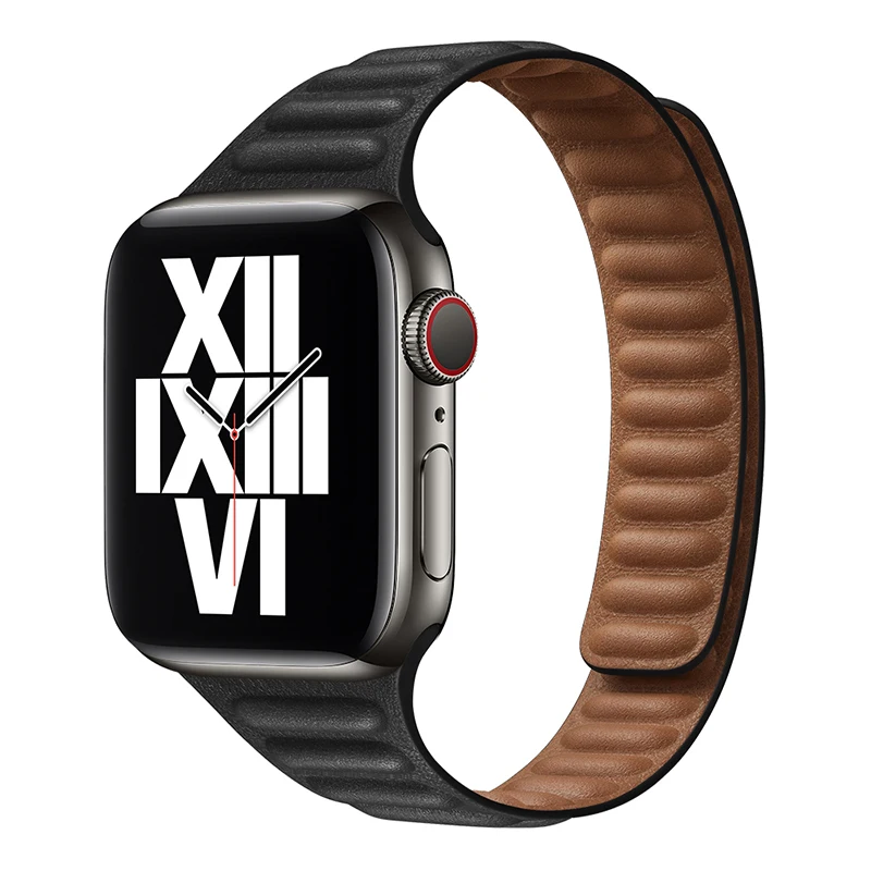 

Slim Leather Link For Apple watch band 40mm 44mm 42mm 38mm 42 mm Magnetic Loop watchband bracelet iWatch serie 6 se 5 4 3 strap