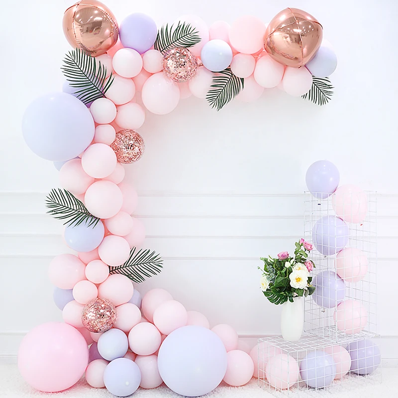 

100pcs/Set Macaron Pink Blue Balloons Arch Garland Rose Gold 4D Balloon Baby Shower Birthday Party Backdrop Decor confetti Balls