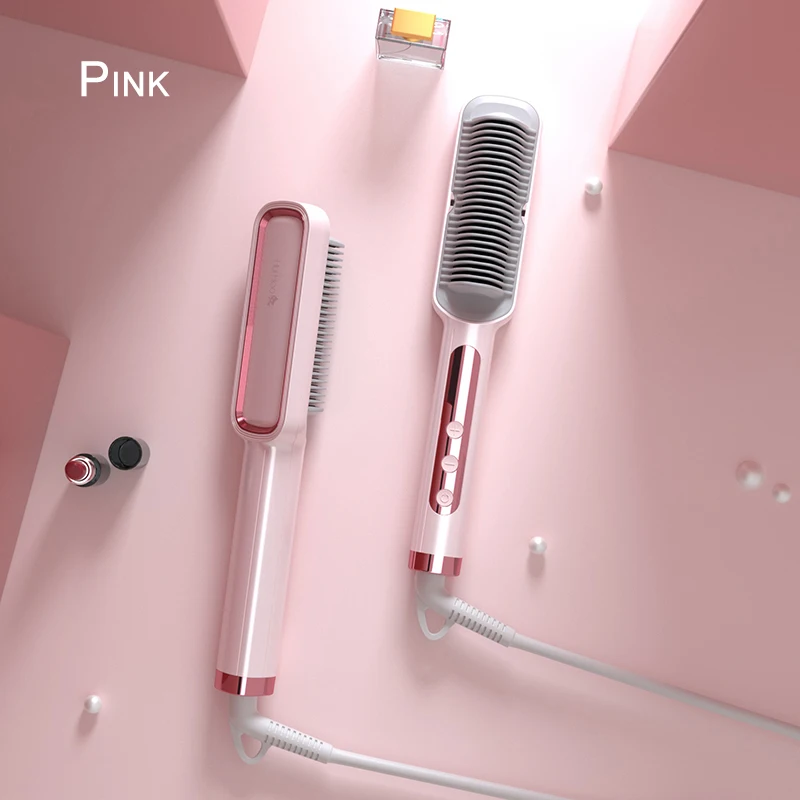 

Profissional Hot Combs Anti-scalding Hair Straightener Brush Ceramic Hair Curler Heated Electric Smart Brush Hair Straightener