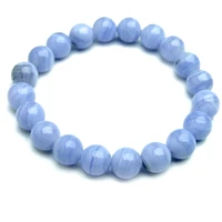 qingmos fashion blue lace agates bracelet for women with 9 10mm round natural blue stone charm bracelet jewelry 7 5 b478