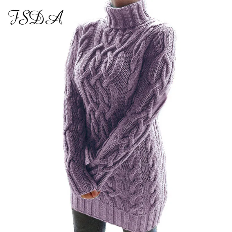 Трикотажное платье свитер с длинным рукавом и воротником хомутом|Женские платья|