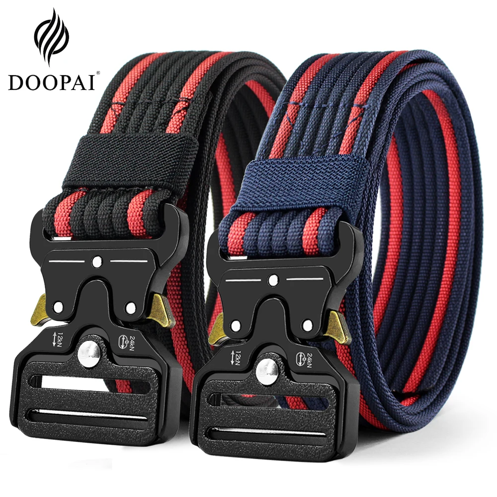 

DOOPAI tactical men's belts camo Outdoor Training Hunting Army Combat Military Nylon Heavy Leather belts for men ремень мужской