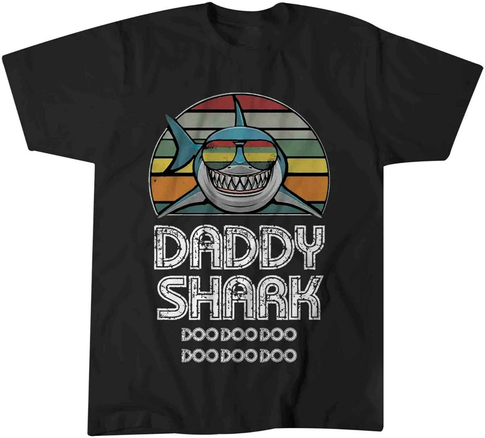 Винтажная Детская футболка с эффектом Daddy Shark Doo для мальчиков 0283 большого