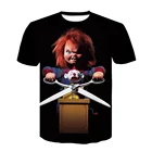 Футболка с 3D-принтом Джокера из фильма ужасов Чаки, модная футболка с коротким рукавом с изображением клоуна, Мужскаяженская уличная одежда, топы