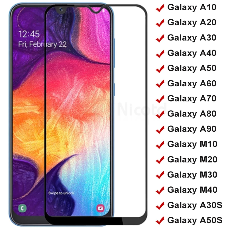 

Full Protective Glass For Samsung Galaxy A50 A40 A30 A20 A10 A60 A70 A80 A90 Tempered Glass Samsung M40 M30 M20 M10 Screen Film