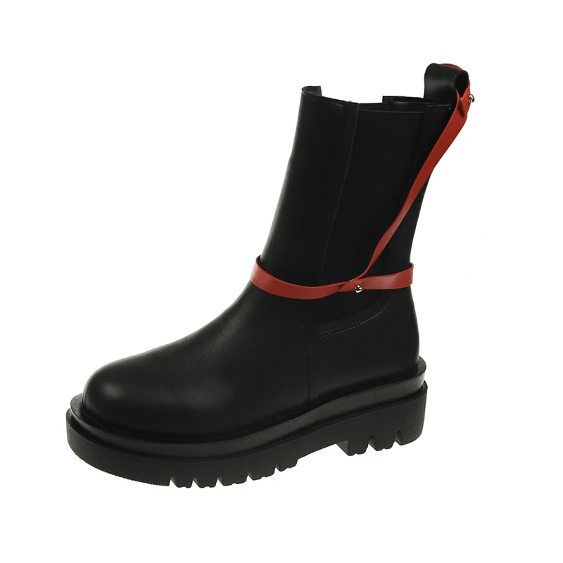 

2021 Fashion PU Leather Thick Heel Women Shoes Women's Ankle Boots Female No Slip Platform Short Boots Designer Chelsea Boots