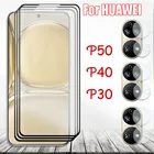Полное закаленное стекло для Huawei P50 Pro защита экрана + Защитная пленка для объектива камеры для Huawei P40 Lite E 5G стекло 2022 Горячее предложение