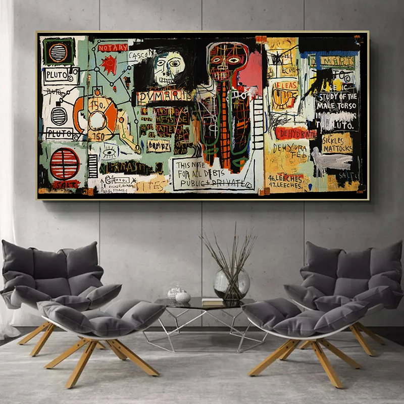 

Modern Abstract Art Graffiti Art Jean Michel Canvas Oil Painting Artwork Poster Decorative Wall Art Picture for Living Room