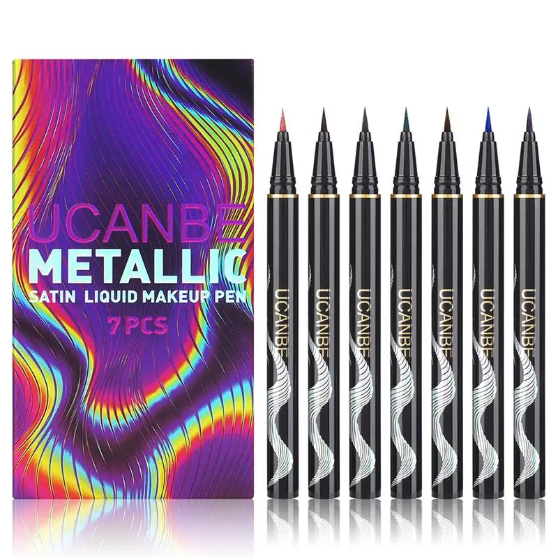 

7 Pcs Glitter Liquid Eyeliner Set Metallic Shimmer Eyeliner Pen Pearl Light Flake Long Lasting Eye Liner Color Women Yeux Makeup