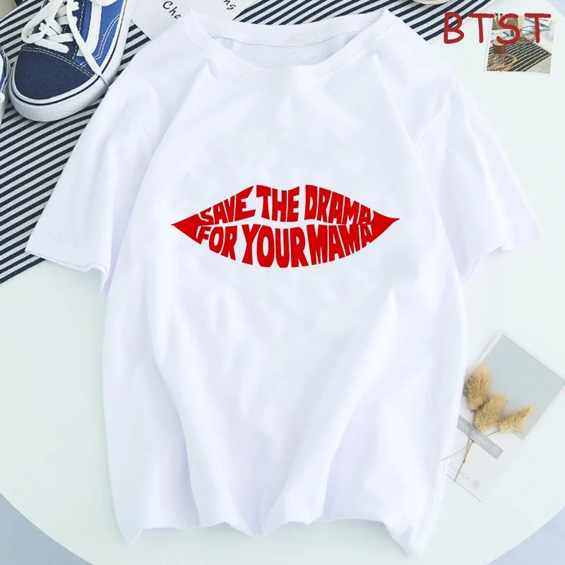 

Women's T-shirt save the drama for your mama graphic T-shirt aesthetic Kawaii streetwear Harajuku T-shirt Tee