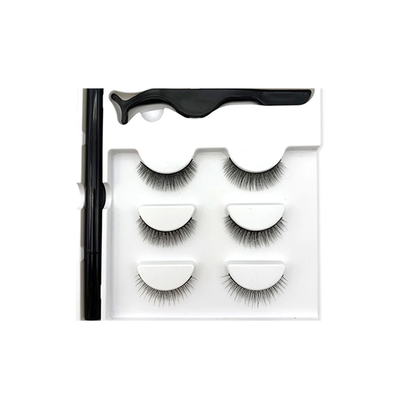 

3D Extended Reusable Waterproof Sweatproof False Eyelashes Magnetic Eyeliner Liquid False Eyelashes Set Magnet Eyelashes TSLM1