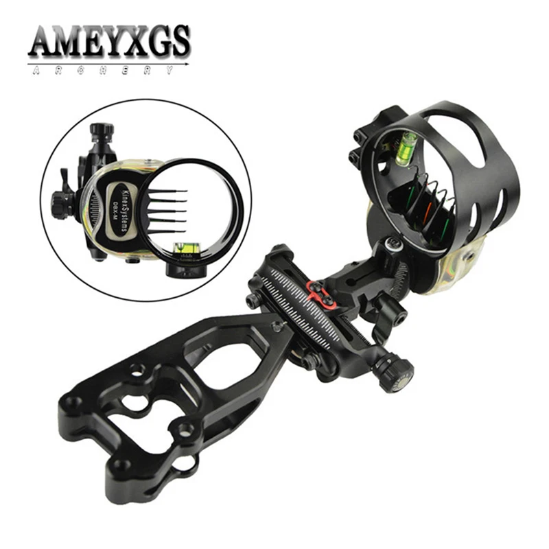 

1set 0.019" 5-Pins Sight Adjustable Compound Bow Sight Optic Fiber Sight Needle For Hunting Shooting Aiming Archery Accessories