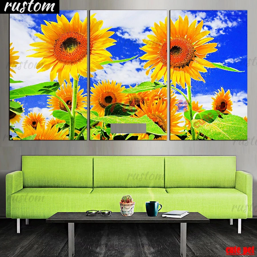 

5D square Round Sun flower diamond painting diy embroidery Home Decor dimond mosaic gift Cross Stitch rhinestone puzzle 3PCS pai
