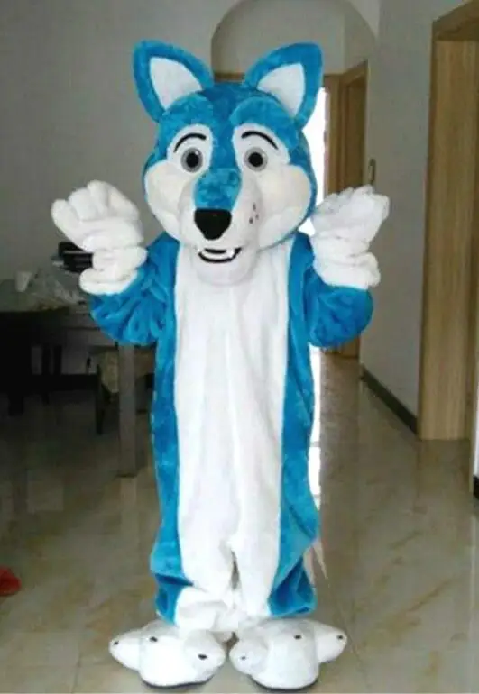 Высокое качество Синий Волк собака пушистый костюм талисман костюмы мультфильм