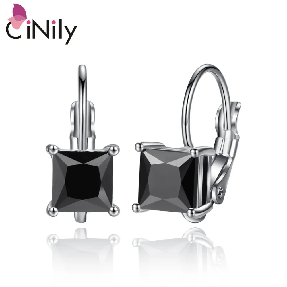Женские серьги подвески с ониксом CiNily черные и розовые серебряным покрытием