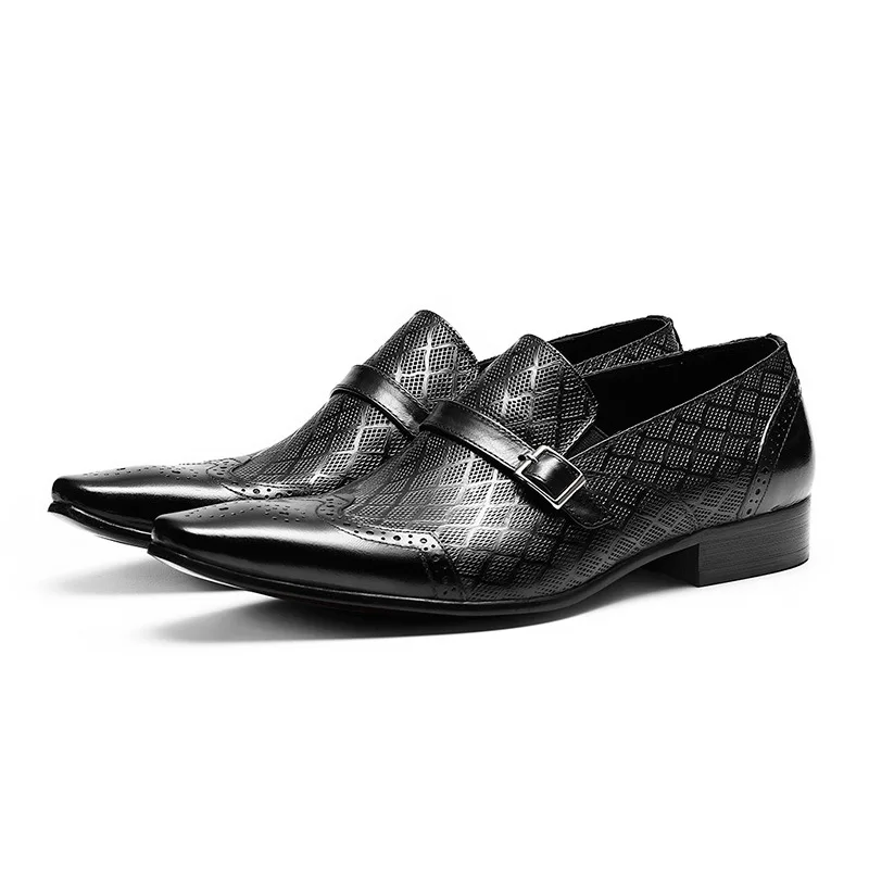 

New Business Fashion Dress Genuine Leather Shoes Men's Slip on Shoes Cowhide Inner Lining Men's Shoes Soulier Homme KV153