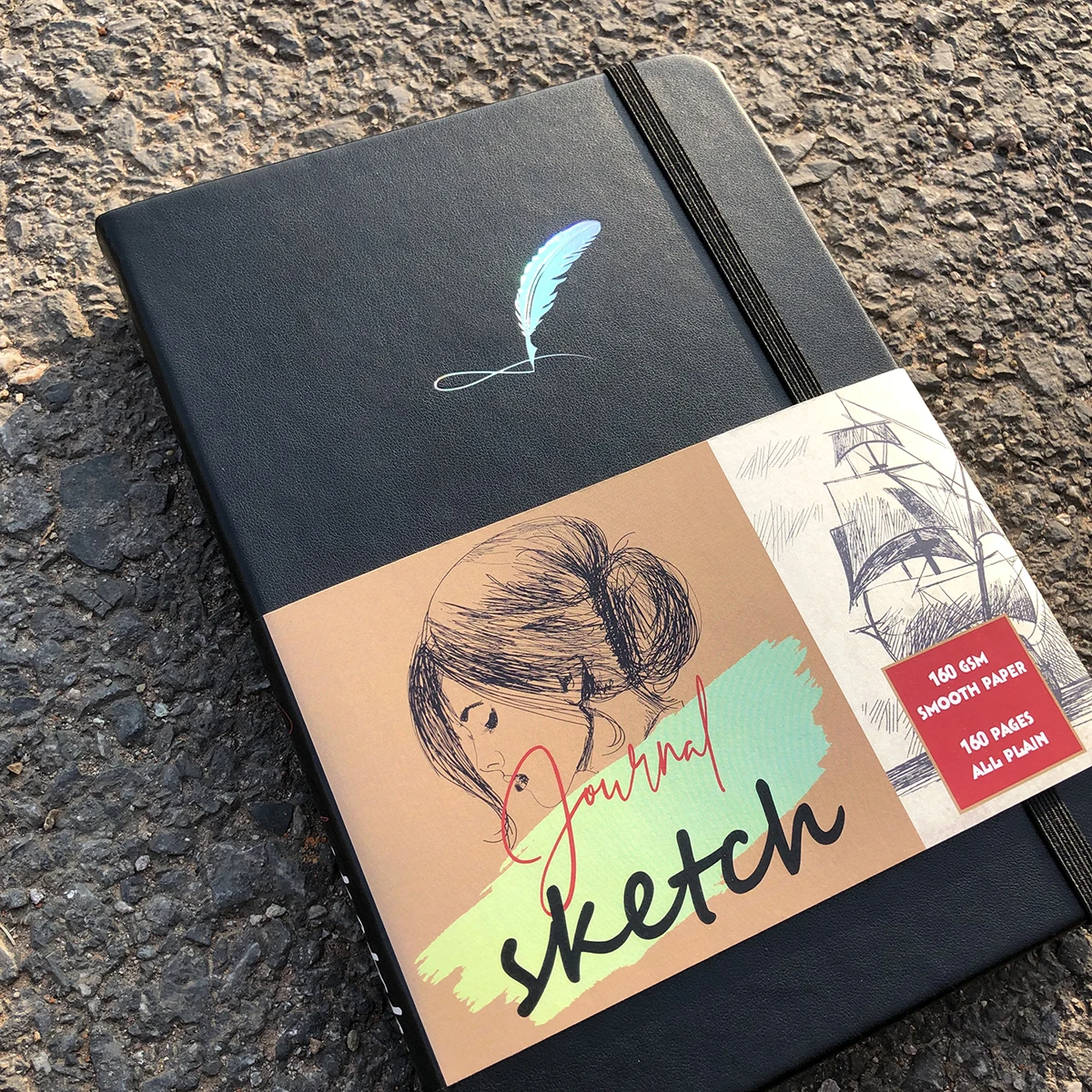 Черный Блокнот из искусственной кожи в твердом переплете Bullet Journal Sketchbook 160 г/м2
