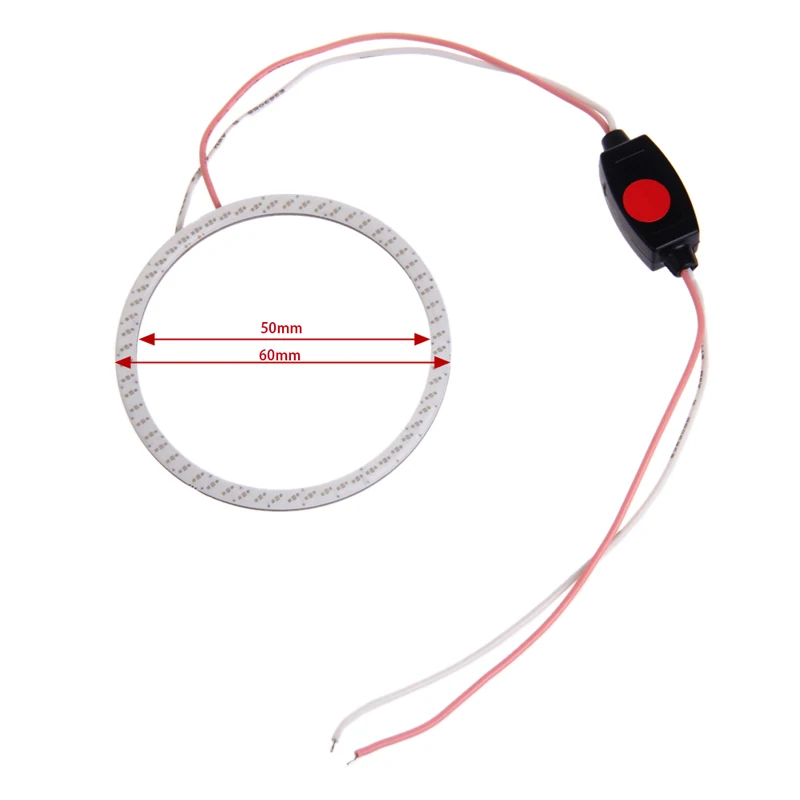 

P82B DC 12V 60mm COB LED Angel Eye Halo Ring Bulbs Car Decoration Fog Light Red