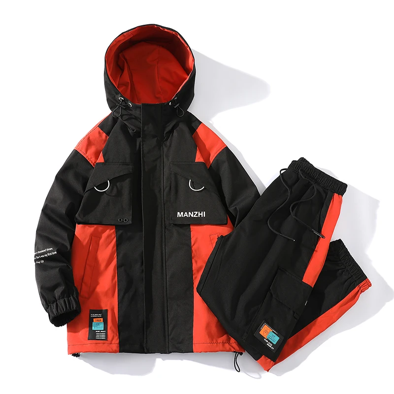 

Men Tracksuit Streetwear 2021 Hip Hop Hooded Jacket And Harajuku Pants Two Pieces Clothing Set