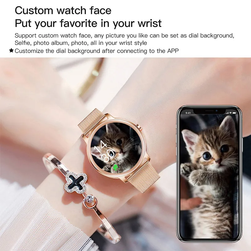 2021 new woman smart watch women physiological heart rate blood pressure monitoring for android ios waterproof ladies smartwatch free global shipping