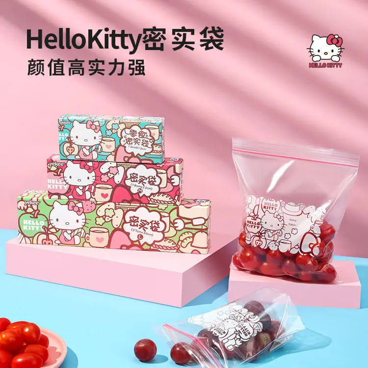 

Cartoon Hello Kitty Storage Bag Kitchen Compact Bag Food Preservation Bag Thickening Ziplock Pocket Storage Bag Sealed Bag