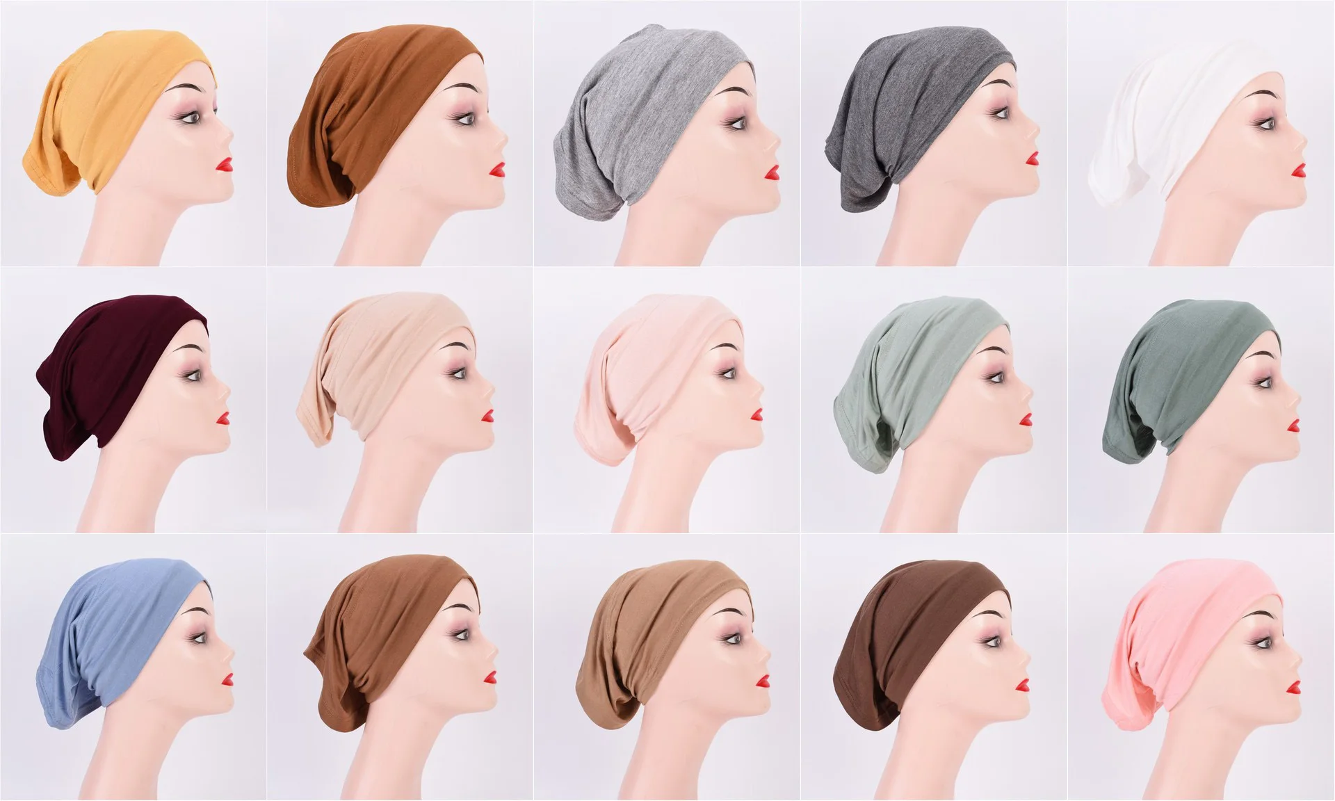 

2021 New10 Color Autumn Bottoming Cap High Elasticity Soft Sreathable Fashion Ladies Scarf Headscarf