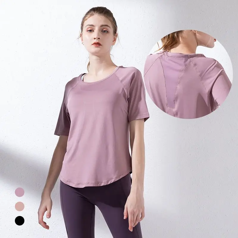

Women T-Shirt Summer Loose Thin Breathable Mesh Fitness Sports Top Running Short-Sleeved Professional Training Yoga Gym Clothes