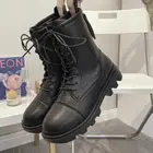 Женские ботинки 2022 Кожаные Мотоциклетные на толстой подошве увеличенная мода удобные повседневные рабочие ботинки Ytmtloy женские ботинки с круглым носком