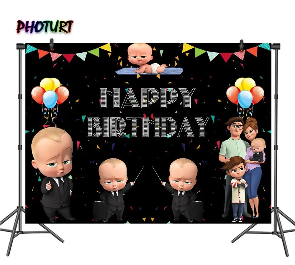 PHOTURT Baby Boss фотофоны Shower Boy 1-й День рождения фон воздушный шар флаг виниловые