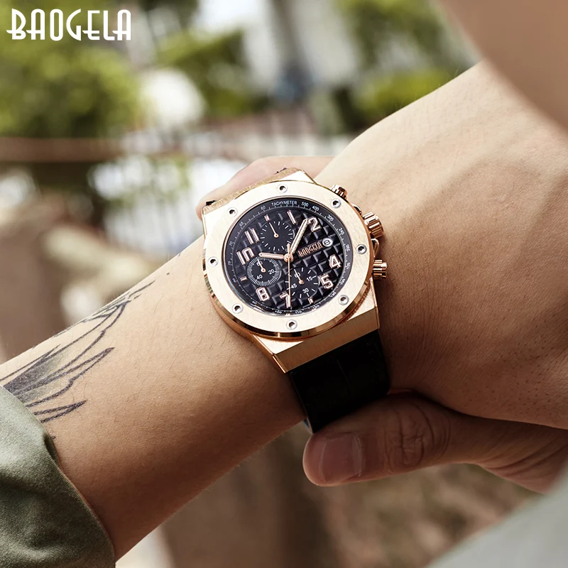 Мужской Новый кварцевый хронограф BAOGELA Montres 2019 Étanche светлый мужской браслет из