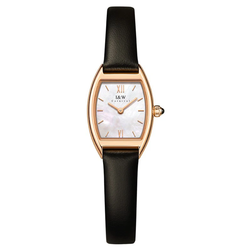 Fashion Tonneau Women's watches Luxury Brand I&W 2021 New Quartz Watch for Women Genuine Leather 6mm Ultra thin Montre femme