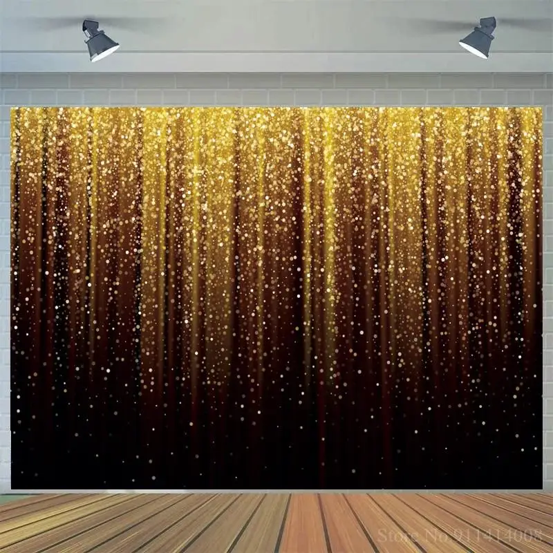 

Glitter Black Gold Polka Dots Light Bokeh Carnival Party Decor Backdrop Photocall Photography Background For Photo Studio