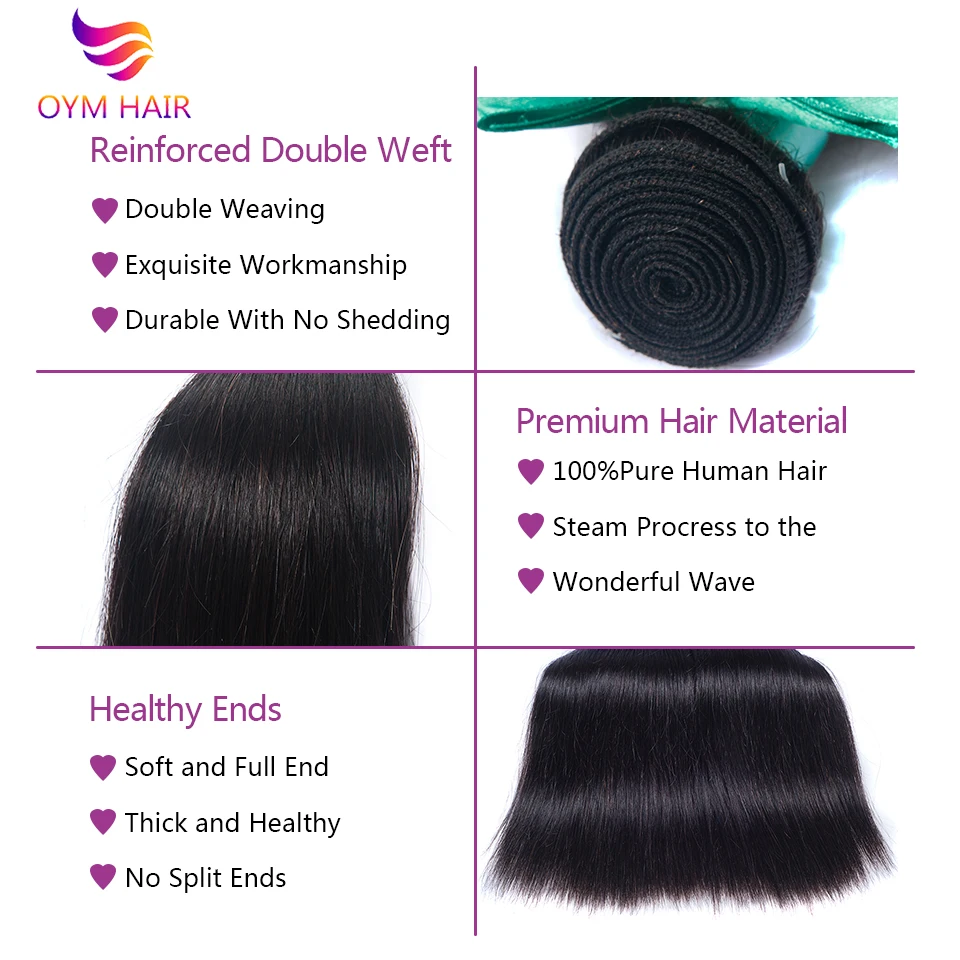 OYM волосы прямые пряди бразильских волос Плетение 100% человеческие натуральных