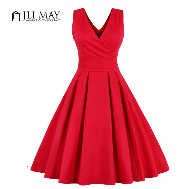 Женское винтажное платье с глубоким V-образным вырезом без рукавов | Женская