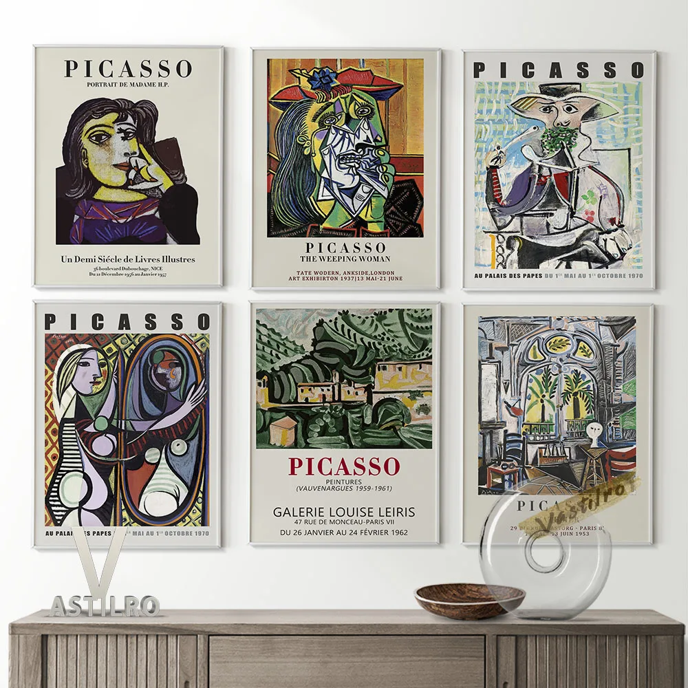 

Pablo Picasso Vintage Print Art Poster Exhibition Museum Canvas Painting Living Room Home Decor Wall Art Housewarming Gift Idea