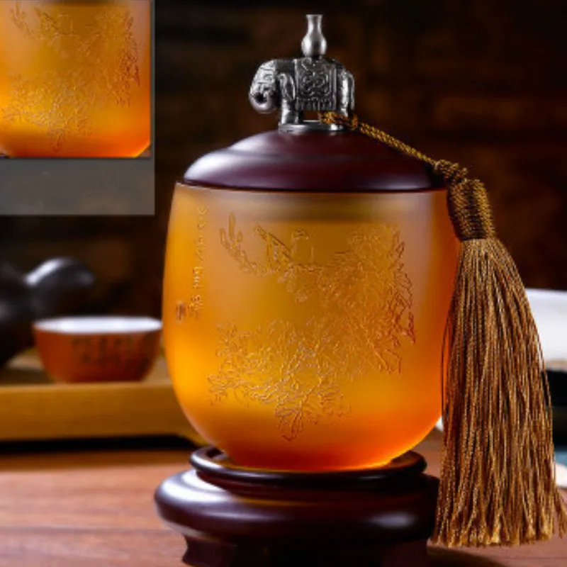 Новый китайский стиль цветной глазурь чай Caddy портативный зеленый герметичные