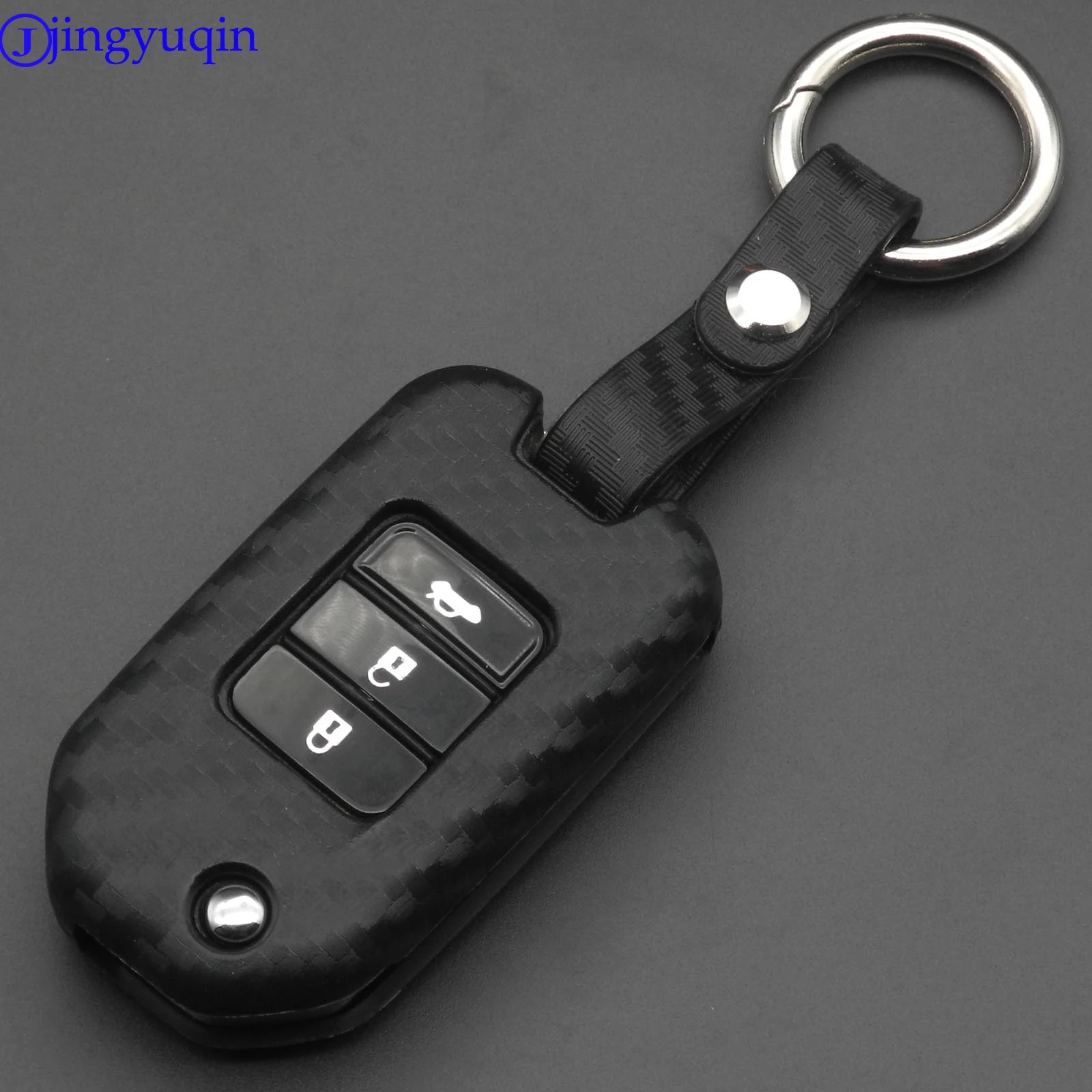 Чехол jingyuqin из углеродного силикона для автомобильного ключа с дистанционным