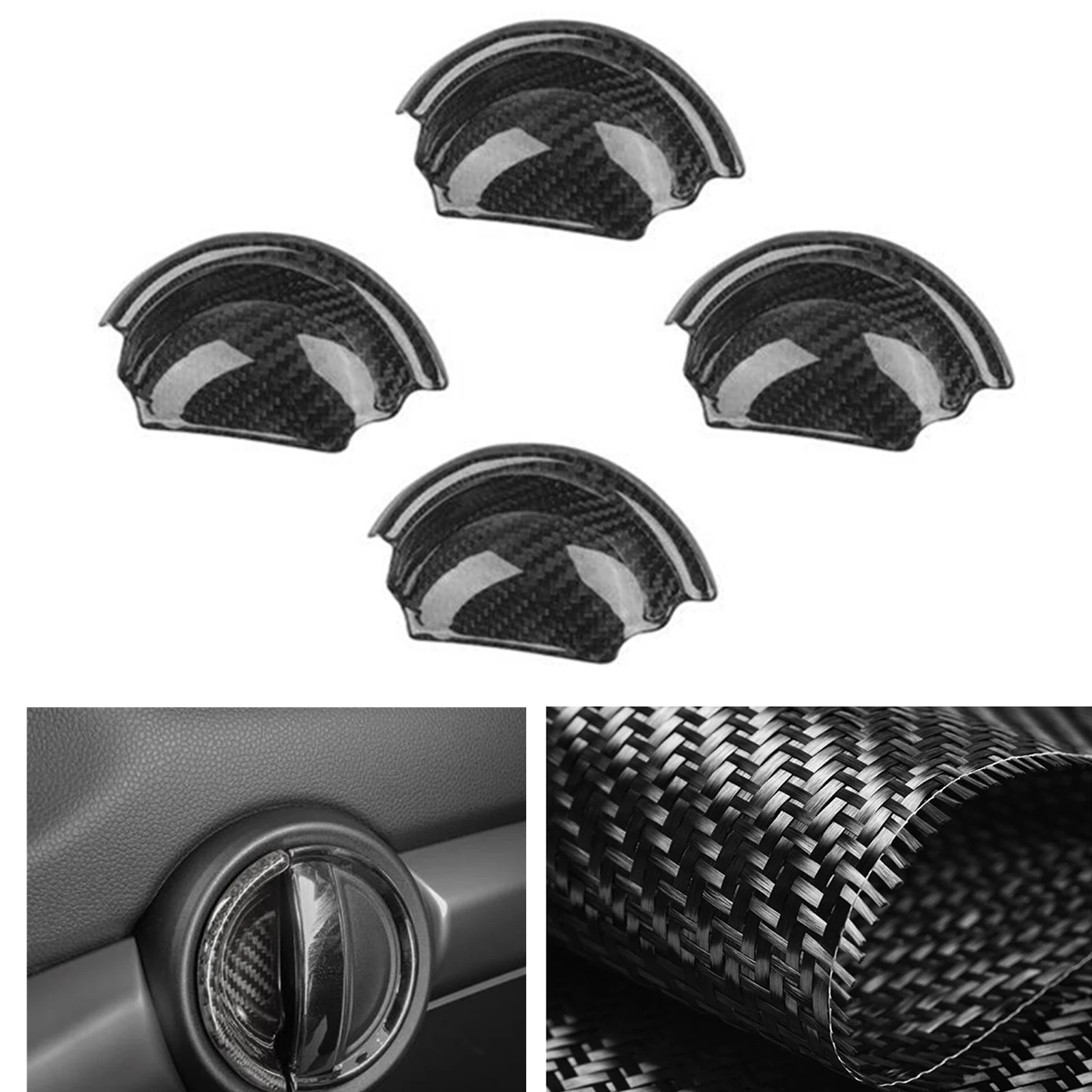 

For Mini Cooper F54/55/60 2014-2022 Real Carbon Fiber Car Interior Door Knob Bowl Cover Trim Sticker Decoration