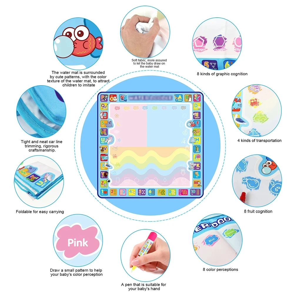 DZ Magic Water Drawing Mat Coloring Doodle with Pens Montessori Toys Painting Board Educational for Kids | Игрушки и хобби