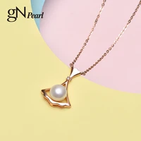 gn pearl 7 8mm white natural freshwater pearl pendants 925 sterling silver gold plate zirconia necklaces chain choker gnpearl