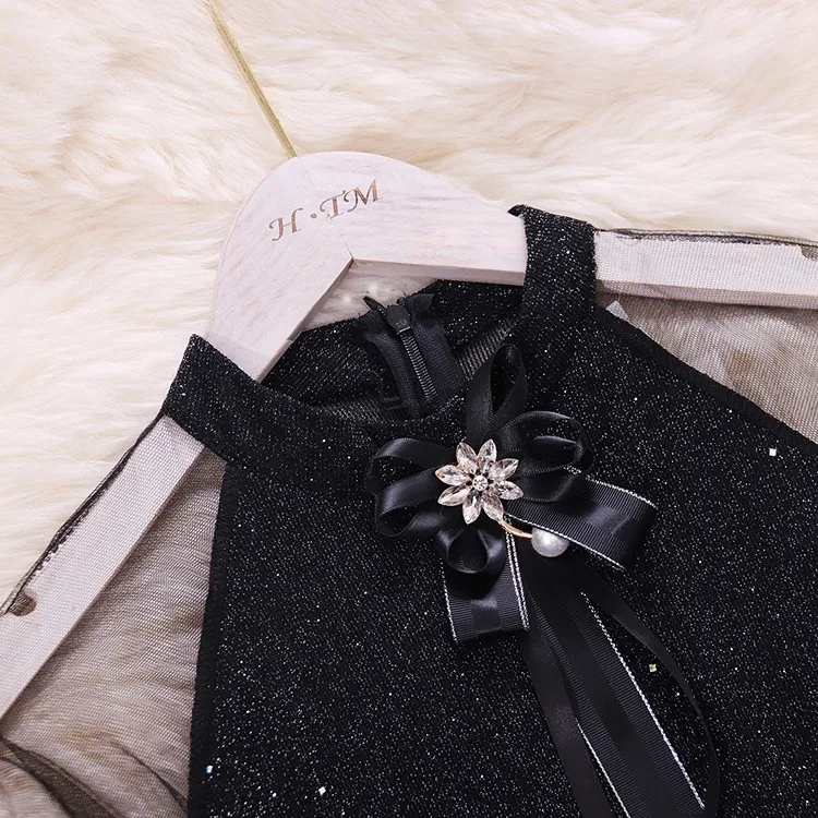 2019 autumn winter new women O-neck gauze bubble sleeve waist ruffles bright silk ball gown dress female elegant tiered dresses |