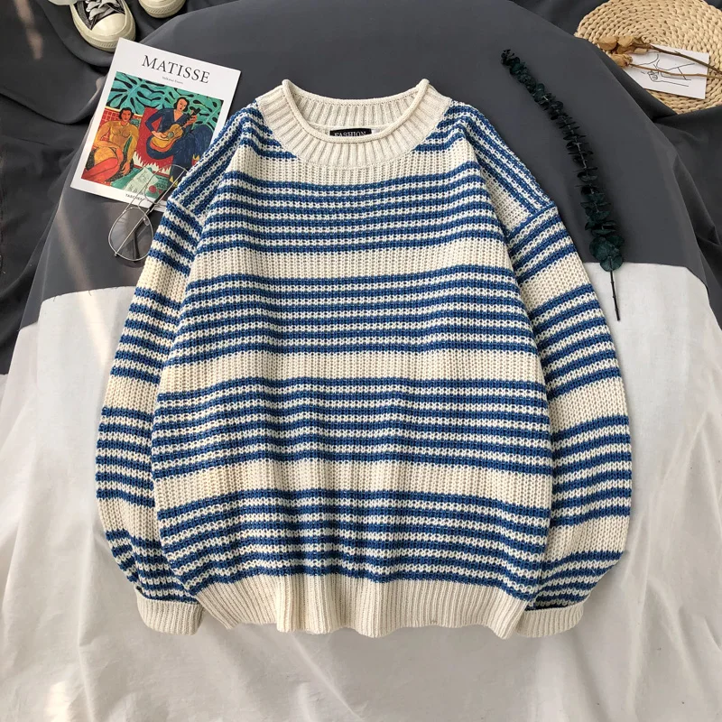 

свитер мужской Cheap wholesale 2019 autumn and winter new popular men's fashion leisure warm sweater striped sweater sweater