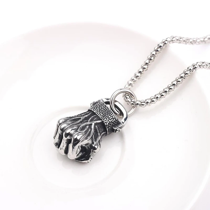

Fashion Jewelry New Personality Retro Men'S Metal Boxing Fist Necklace Pendant Luxury Jewelry Gift