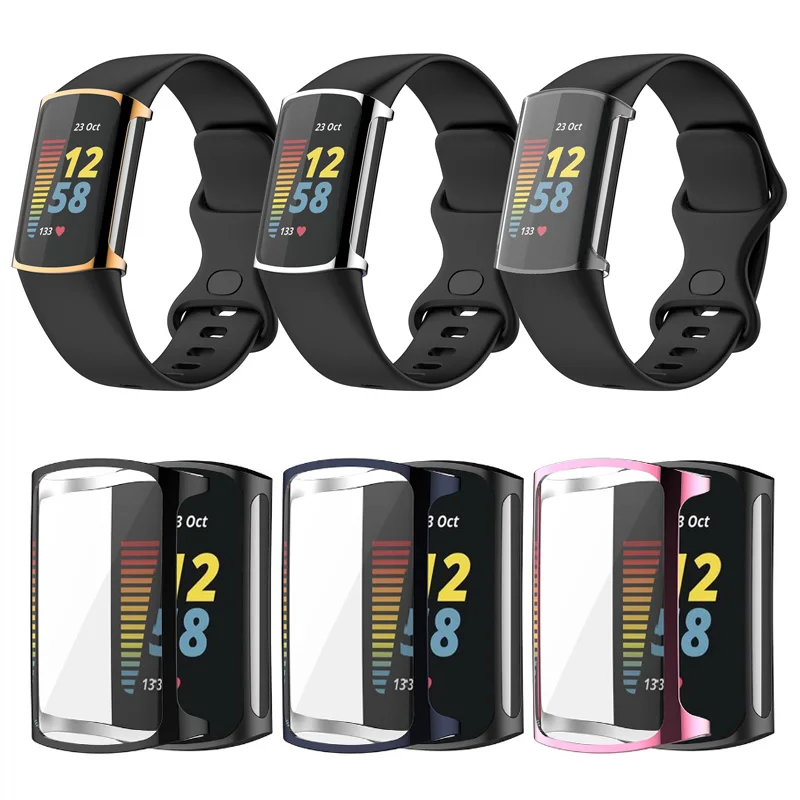 

ТПУ Мягкий защитный стеклянный чехол для экрана умный браслет чехол рамка для Fitbit Charge 5 Band защитный бампер Зарядка 5 аксессуаров