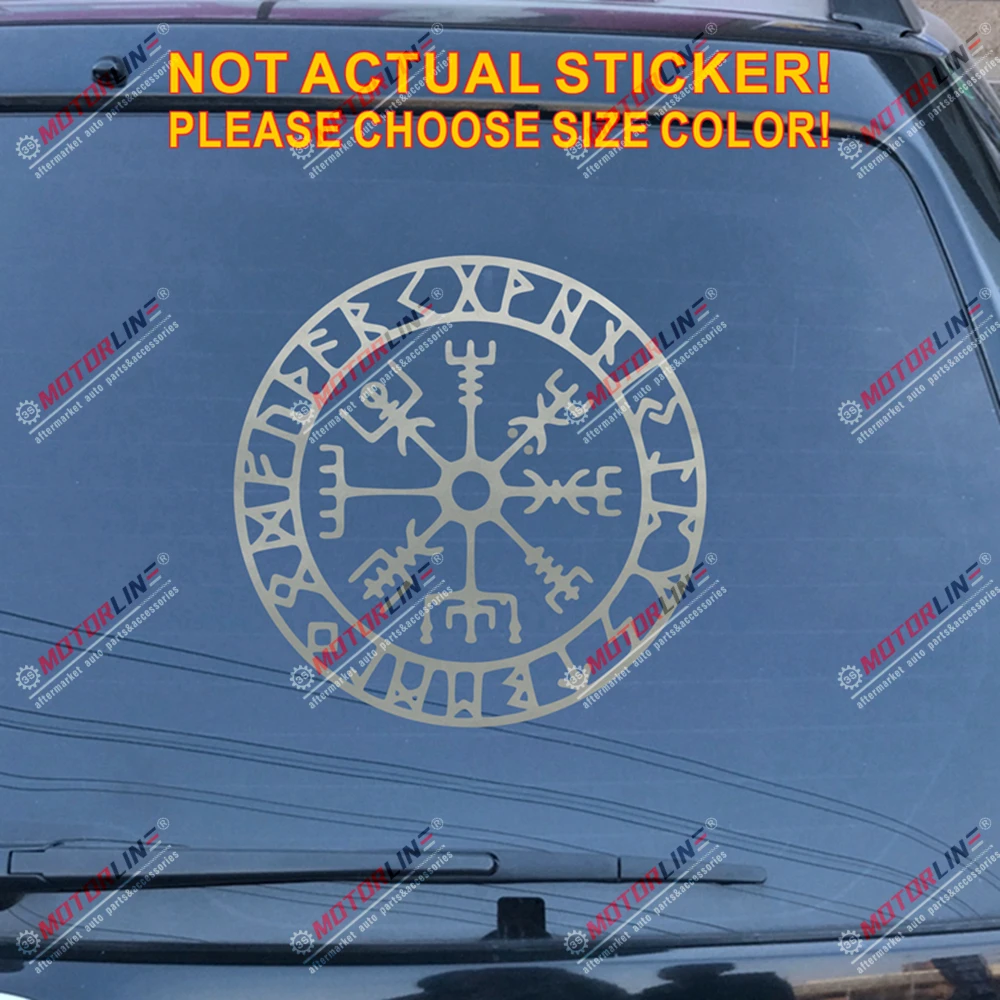 Серебристый Vegvisir Viking Рунический компас Наклейка Стикер Викинг один скандинавский норвежский винил - Название цвета: Серебристый